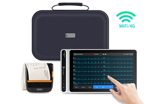 Lepu tıbbi sınıf Tablet ekg makinesi S120 akıllı taşınabilir Bluetooth yazıcı ile 12-Lead kardiyak monitör yapay zeka analizi tanı ve dokunmatik ekran
